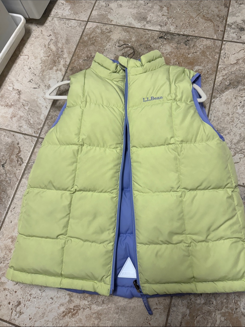 L.L. Bean Kids Light Purple REVERSIBLE Puffer Vest with Lime Inside - Picture 4 of 9